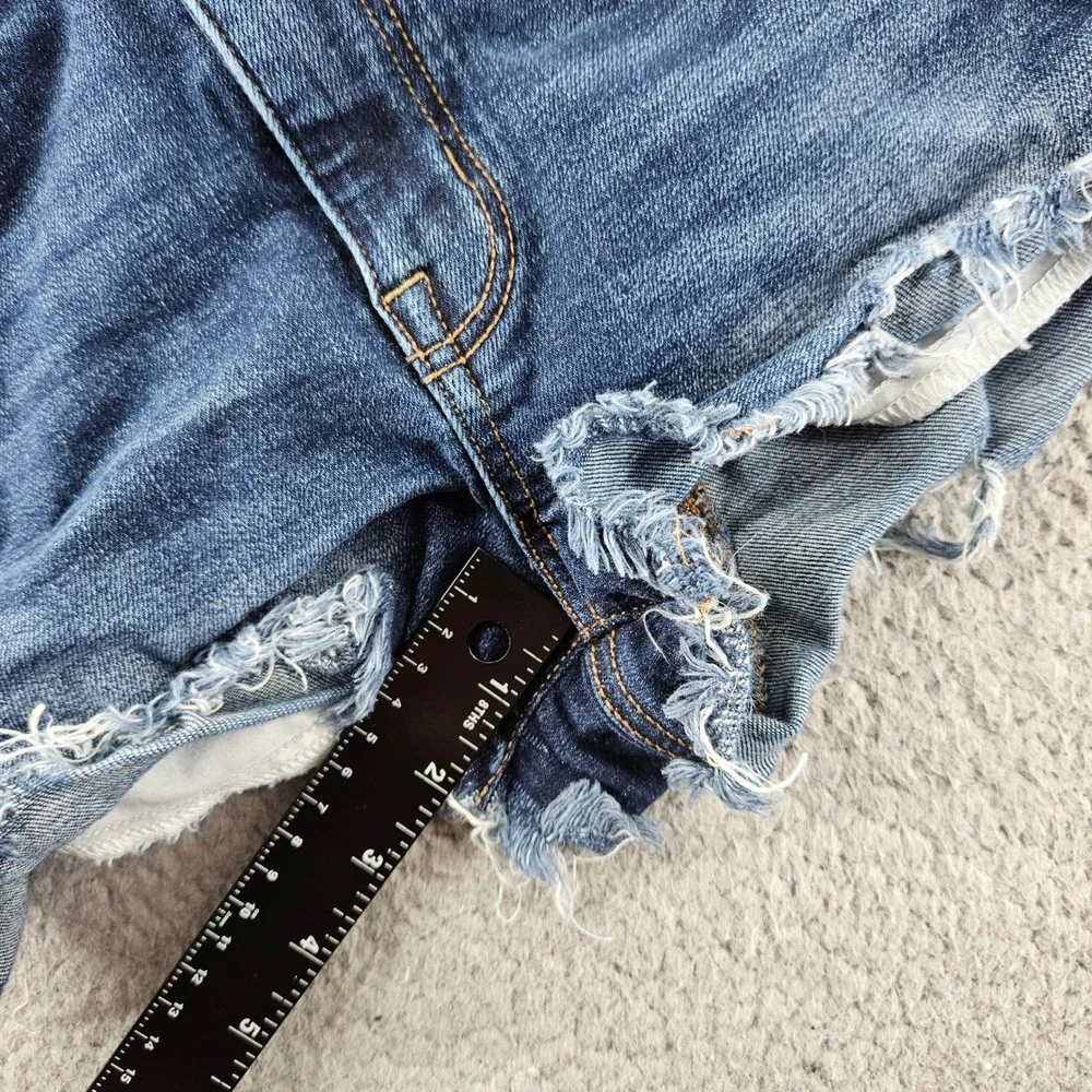 American Eagle Hi Rise Shortie Denim Jean Shorts Womens‎ 2 Blue Super Stretch